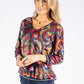 V Neck Abstract Print Knit