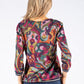 V Neck Abstract Print Knit