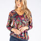 V Neck Abstract Print Knit