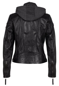 Hooded Leather Biker Jacket