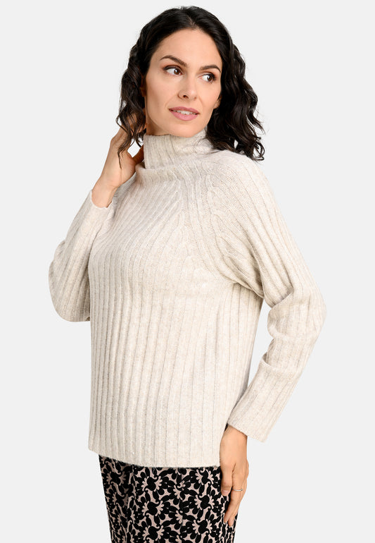 Ribbed High Neck Knit Jumper