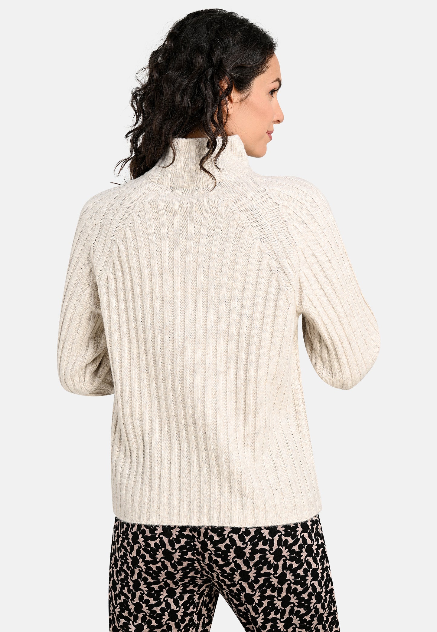 Ribbed High Neck Knit Jumper