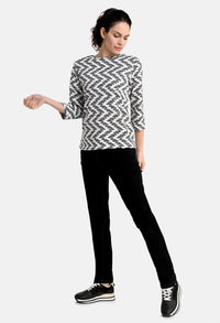 Shirt Jacquard Wave Print Top