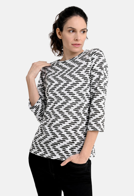 Shirt Jacquard Wave Print Top