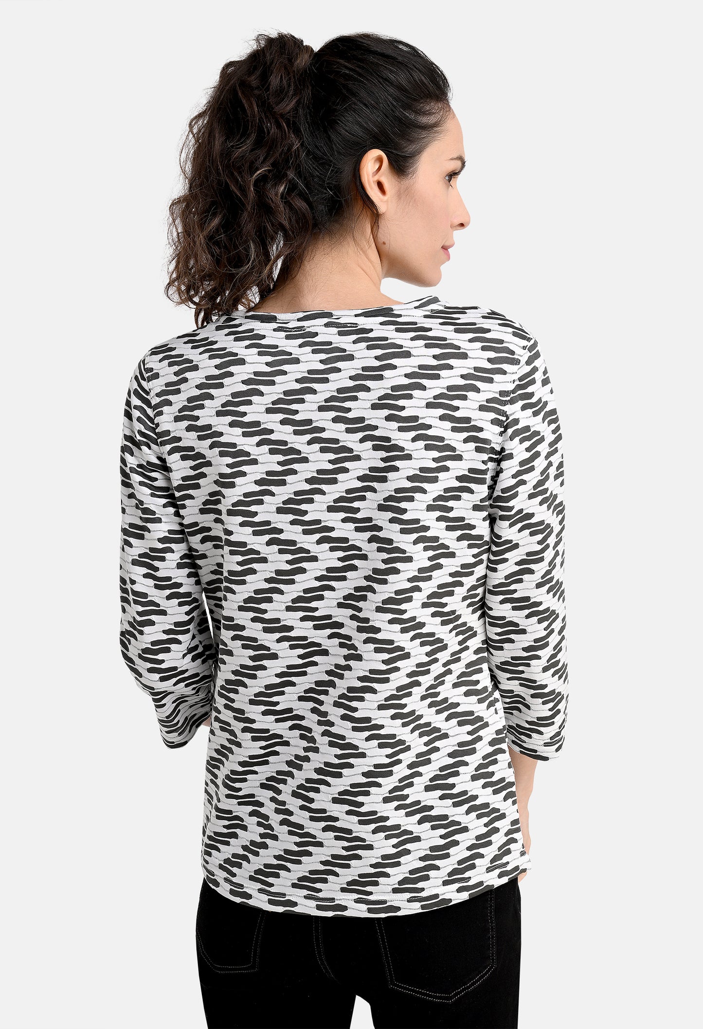 Shirt Jacquard Wave Print Top