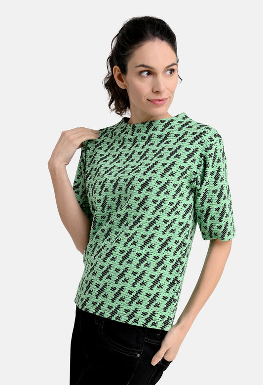 Shirt Bubble Two Tone Pattern Top