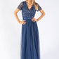 STRIPE EMBELLISHED MAXI DRESS WITH SASH BELT