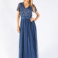 STRIPE EMBELLISHED MAXI DRESS WITH SASH BELT