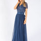 STRIPE EMBELLISHED MAXI DRESS WITH SASH BELT