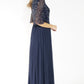 NAVY V NECK TULLE DRESS