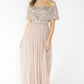 Bardot style tulle dress with delicate sequins