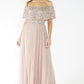 Bardot style tulle dress with delicate sequins