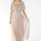 Bardot style tulle dress with delicate sequins