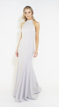 Silver Halter Neck Long Dress