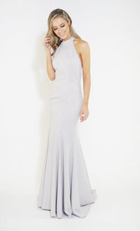 Silver Halter Neck Long Dress