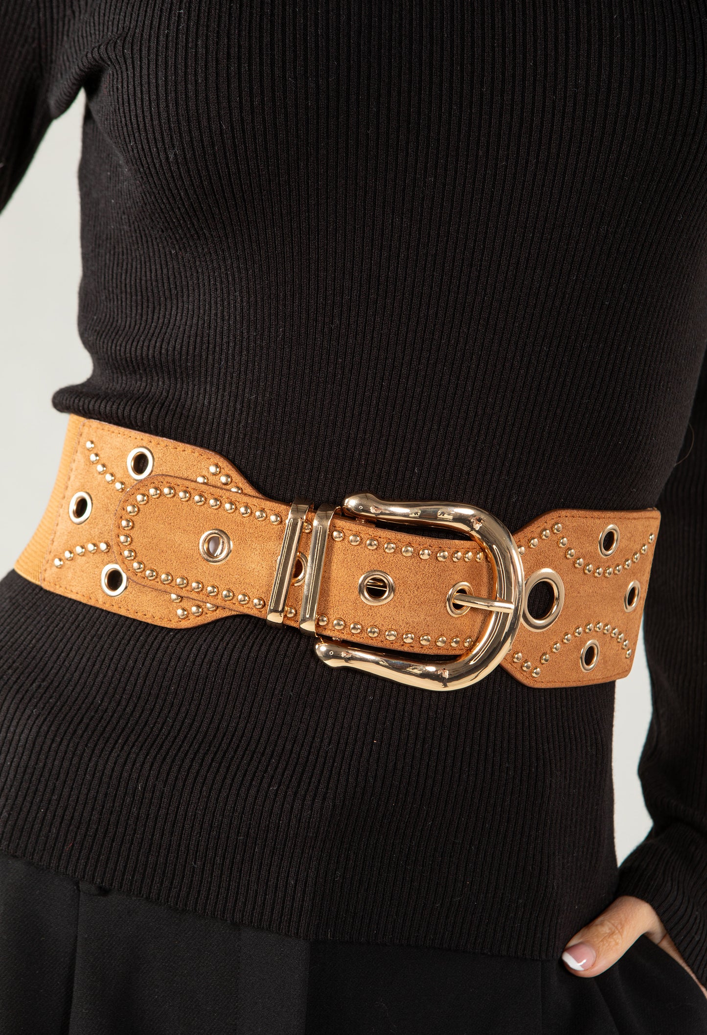 Faux Suede Chain Adjustable Waist Belt