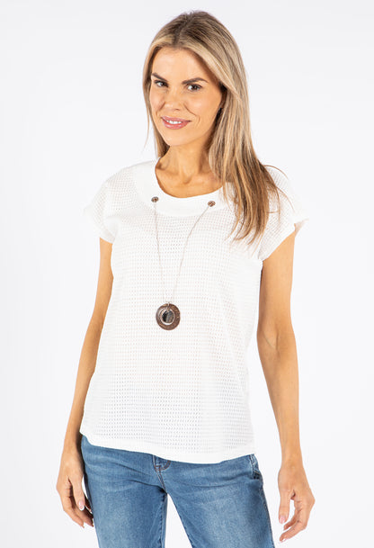 Cap Sleeve Necklace Detail Top