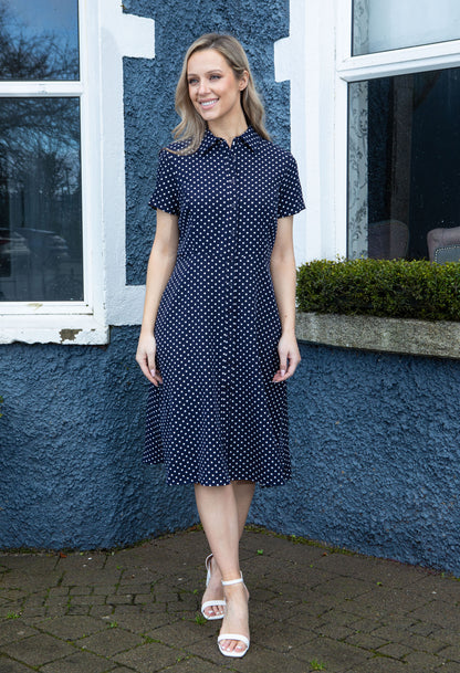 Polka Dot Button Down Shirt Dress