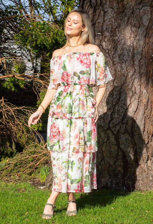 Tiered Floral Midi Dress