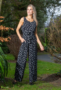 Polka Dot Belted Jumpsuit