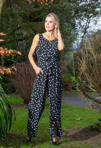 Polka Dot Belted Jumpsuit