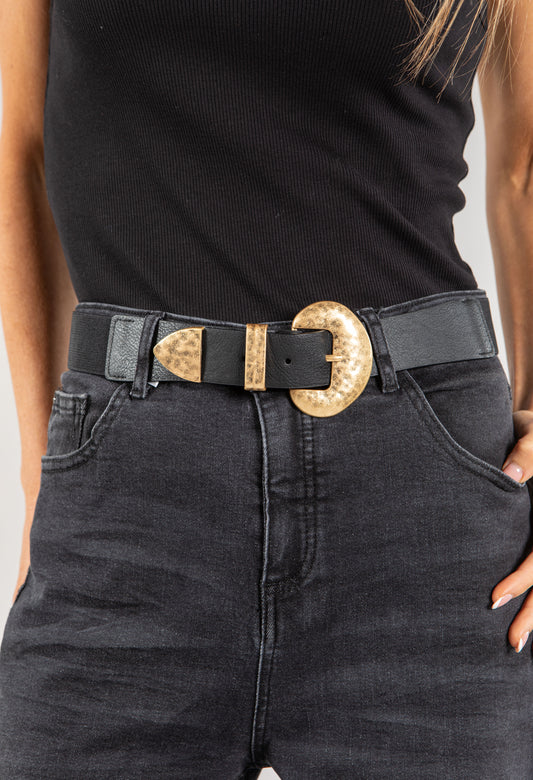 Gold Buckle Western Belt