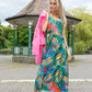 Tropical Print Midi Dress