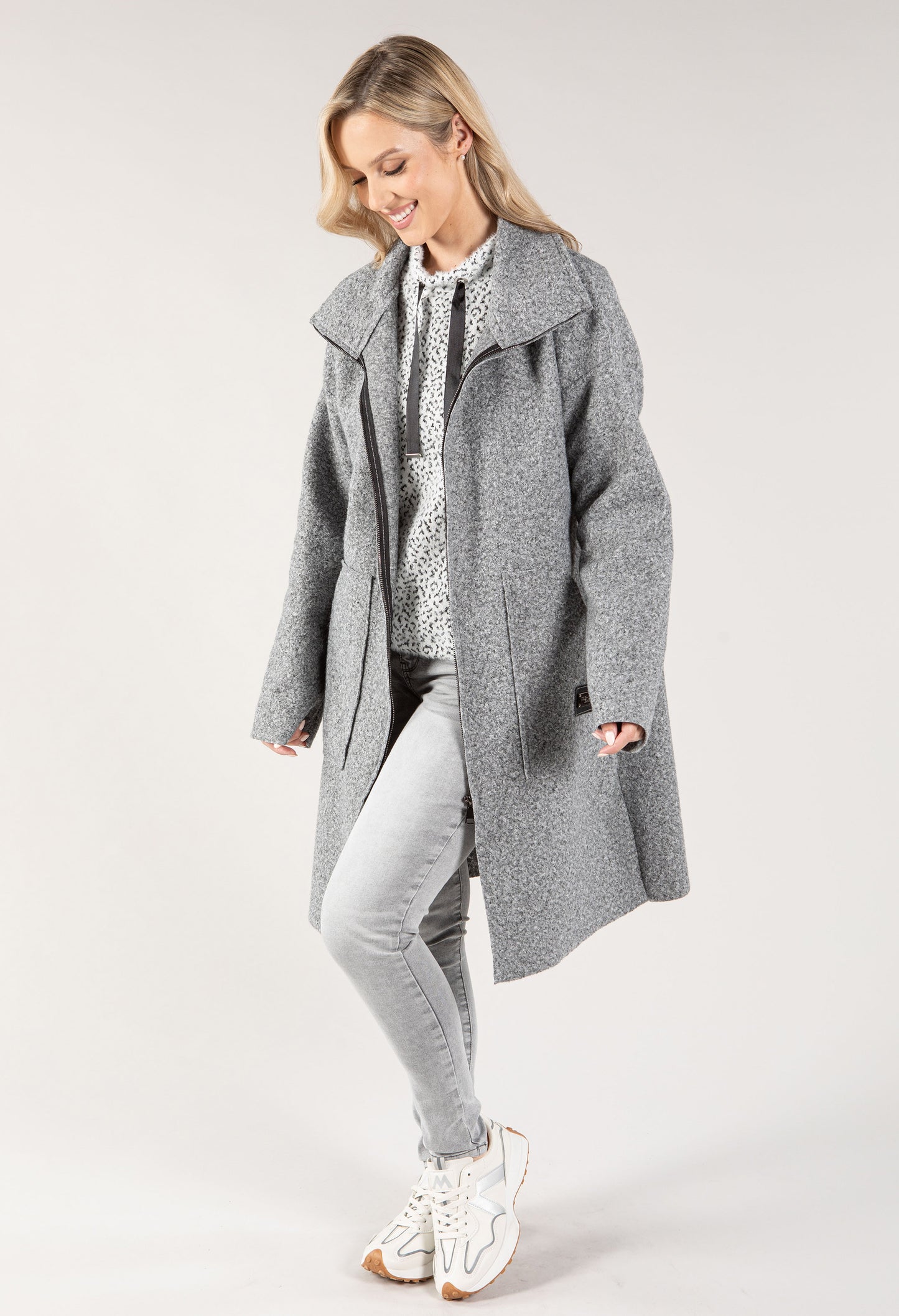 Soft Boucle Zip Up Coatigan