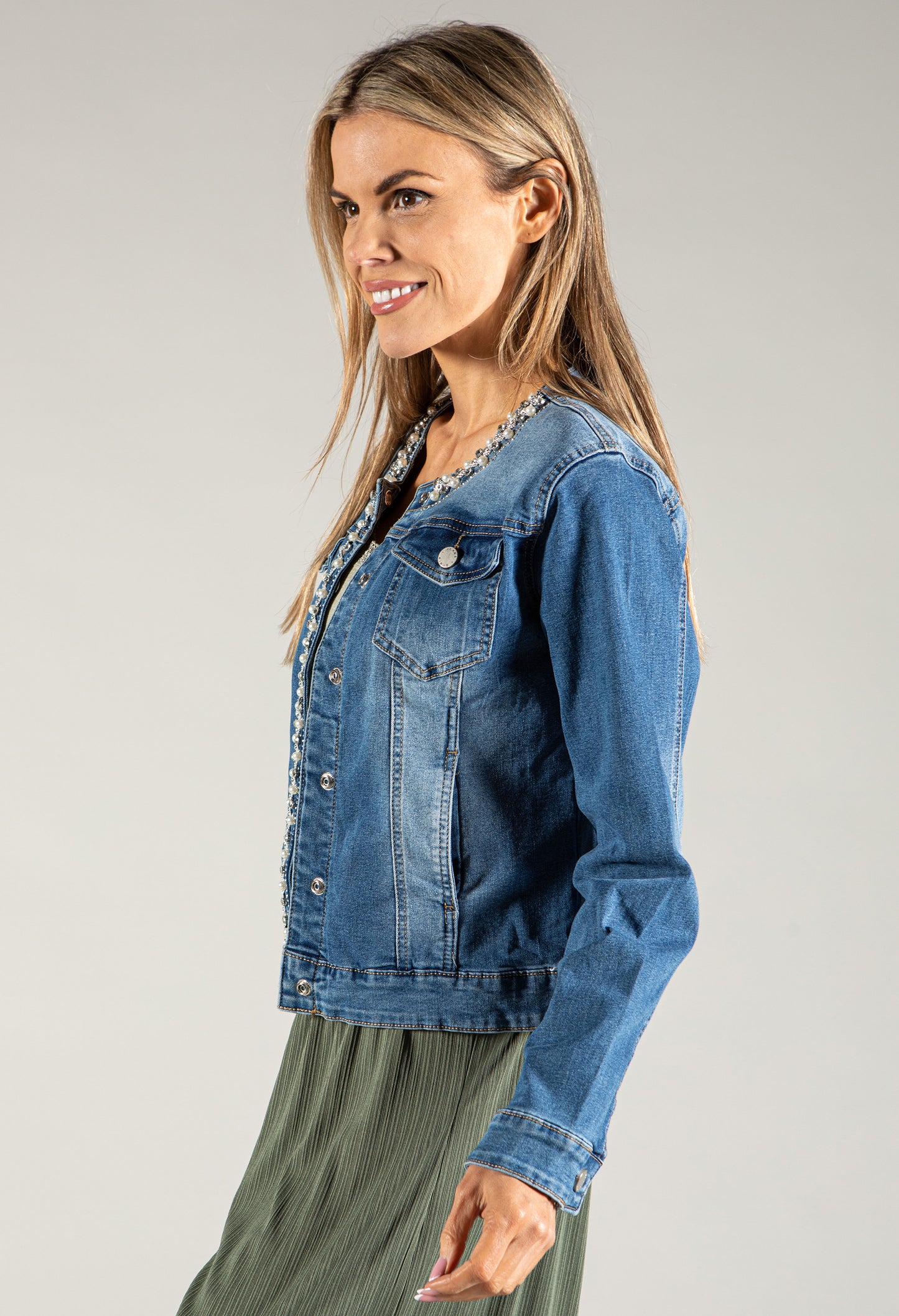 Pearl Detail Denim Jacket