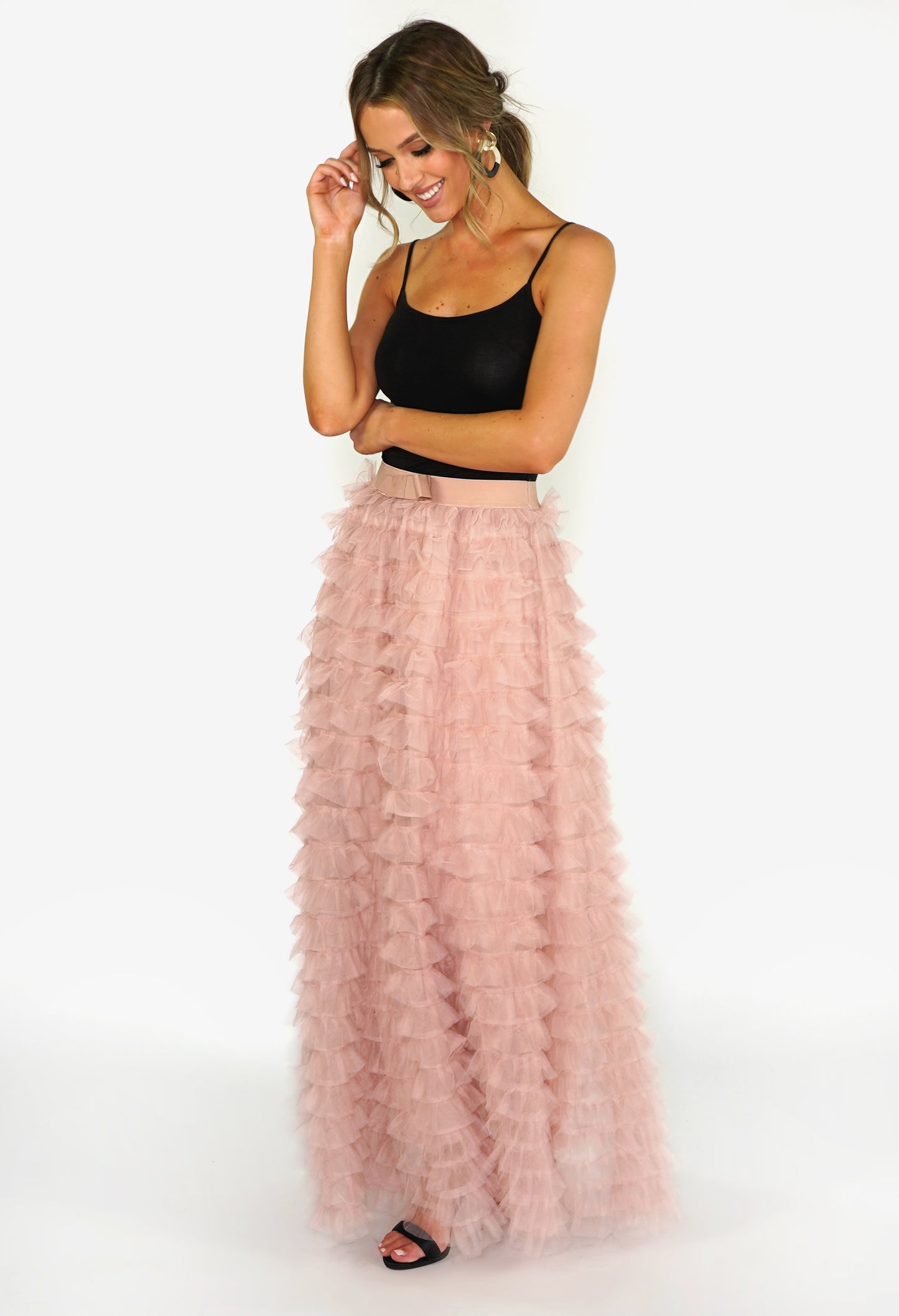 Dusky Pink Frill Skirt