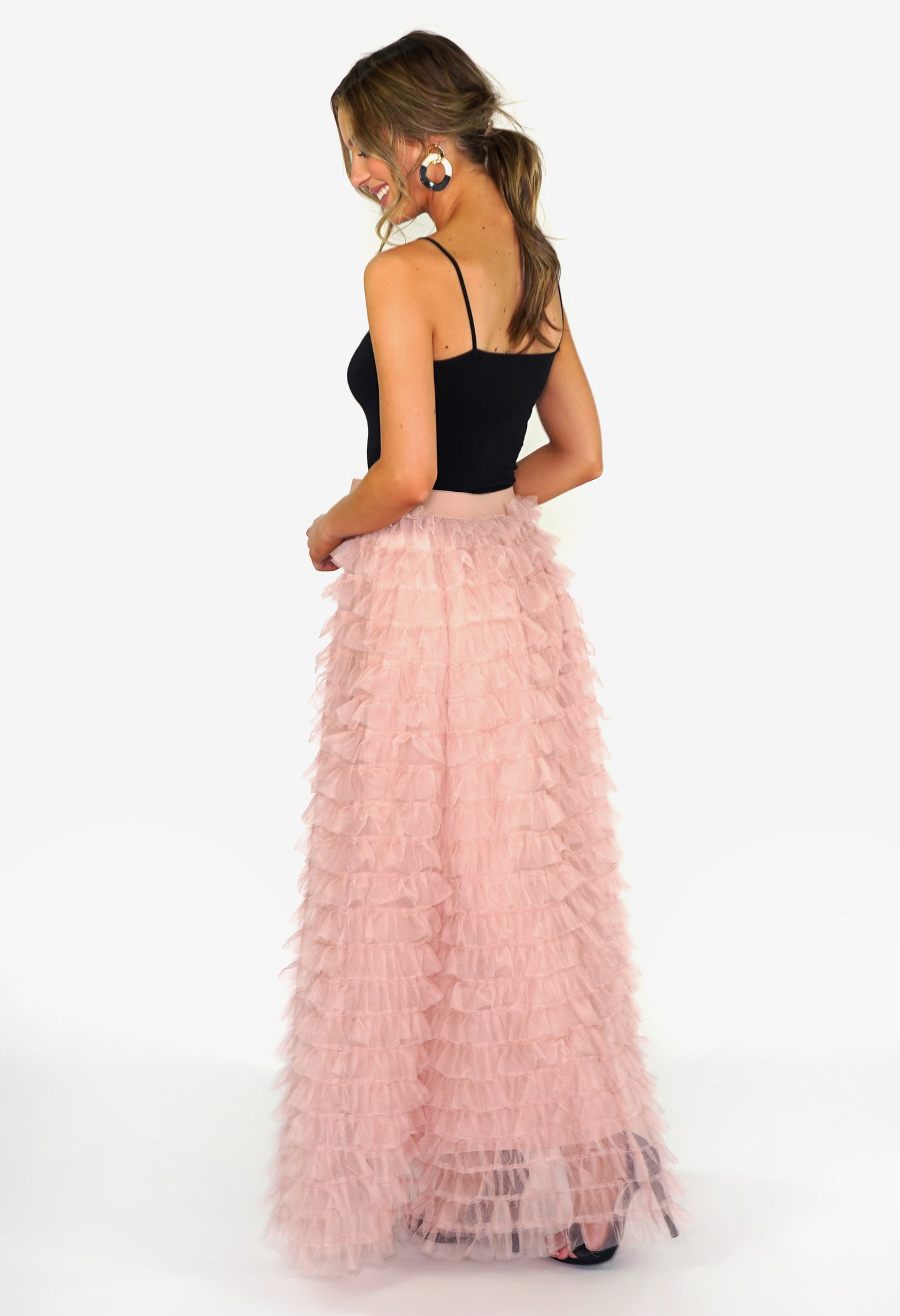 Dusky Pink Frill Skirt