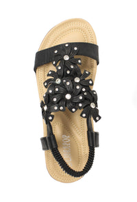 Black Floral Detail Sandals