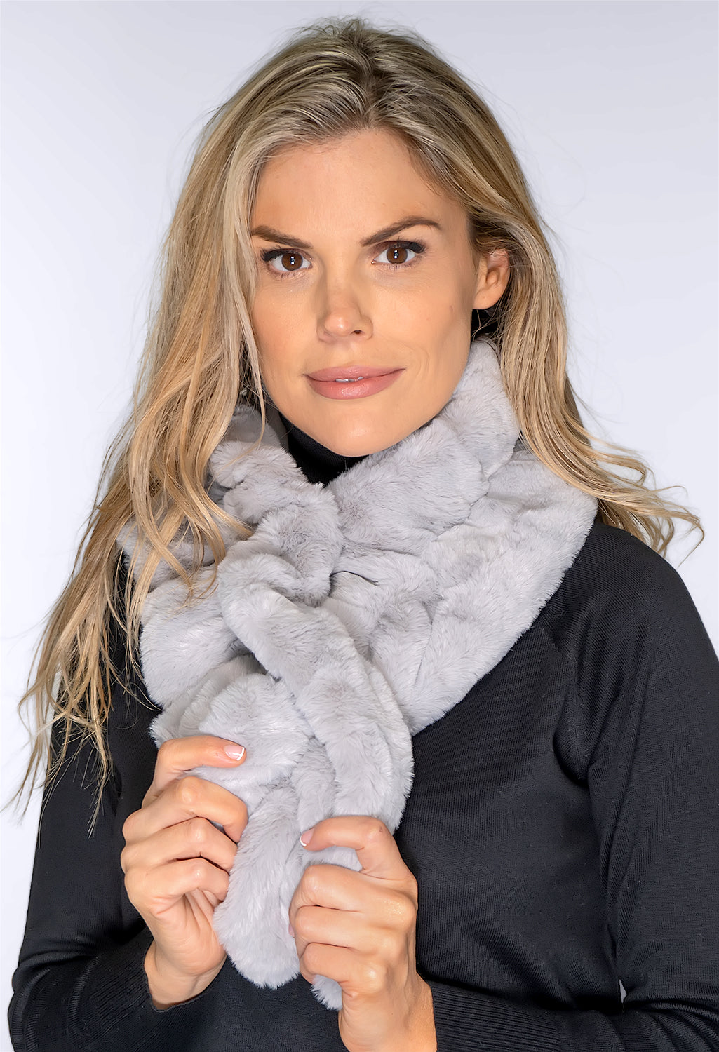 Faux Fur Light Grey Snood