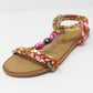 Red Multi coloured T Strap Sandal