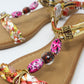 Red Multi coloured T Strap Sandal