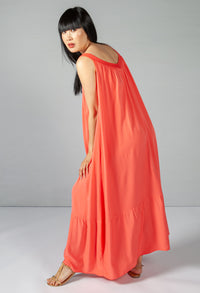 Coral Relaxed Fit Summer Dress