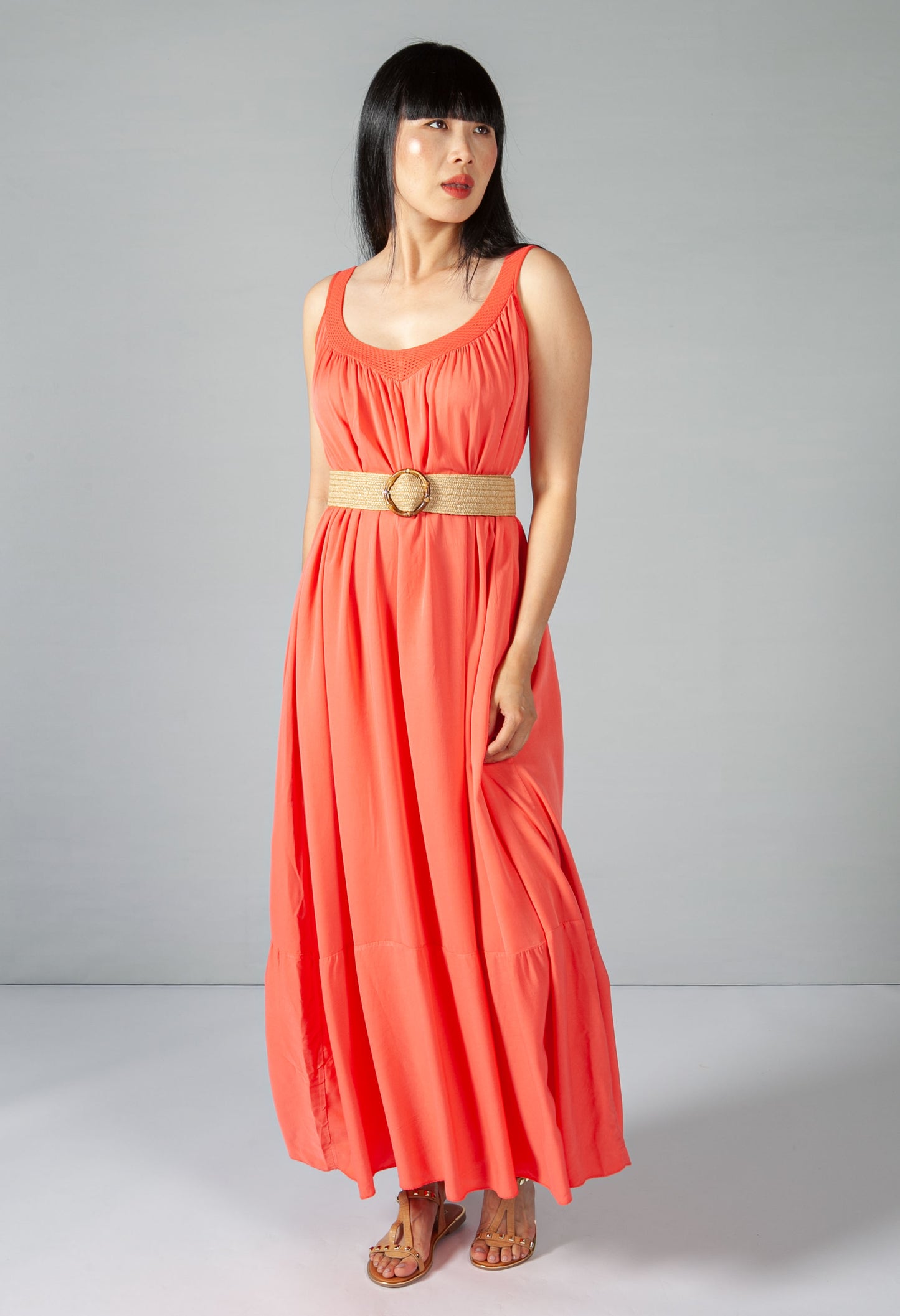 Coral Relaxed Fit Summer Dress