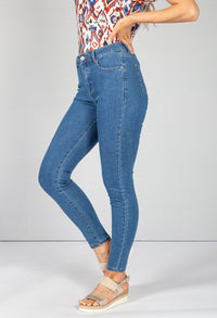 Mid-Wash Push Up Skinny Leg Jeans