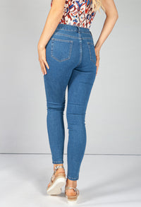 Mid-Wash Push Up Skinny Leg Jeans