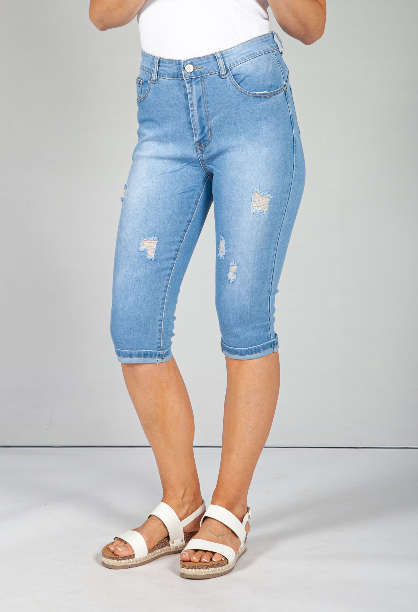 Distressed Crop Denim Jeans