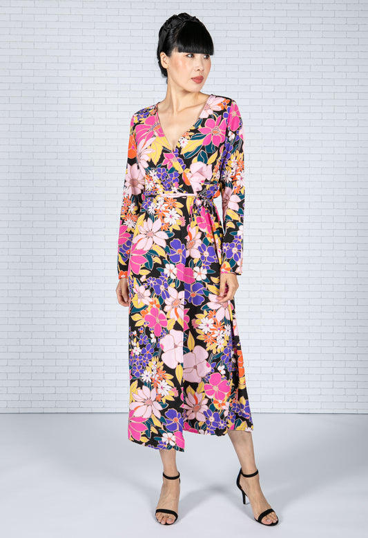 Floral Pop Wrap Dress-1