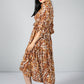 Leopard Print Tiered Shirt Dress In Brown