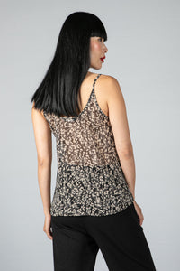 Animal Print Cami with Lace Trim