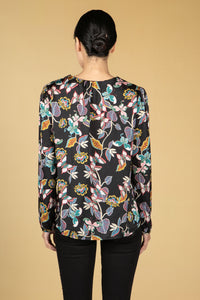 BUTTERFLY PRINT V NECK BLOUSE