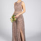 Blush Full Length Sequin Dress with Leg Slit