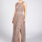 Blush Full Length Sequin Dress with Leg Slit