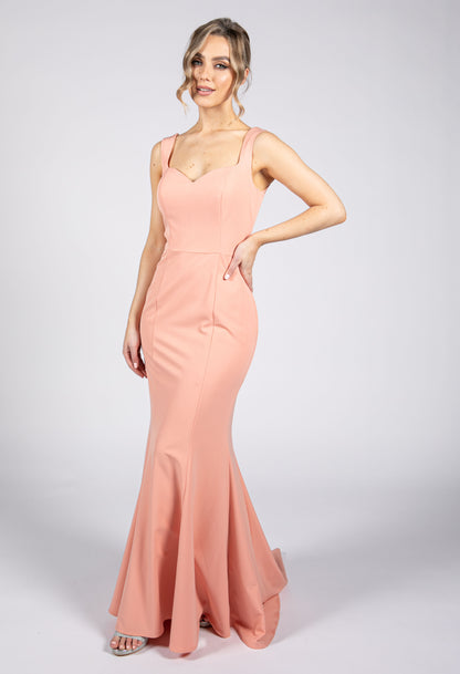 Coral Sweetheart Fitted Gown