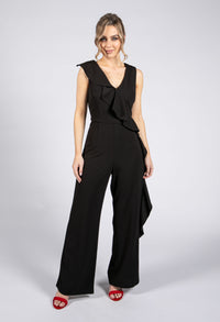 Black Ruffled Side Jumpsuit