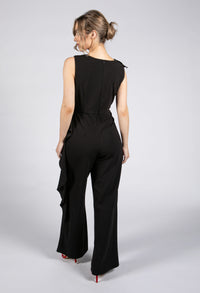 Black Ruffled Side Jumpsuit