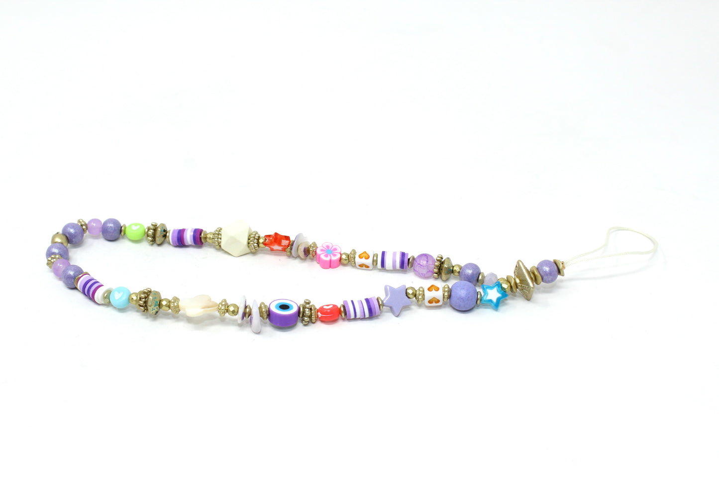 Multicoloured bead phone charm